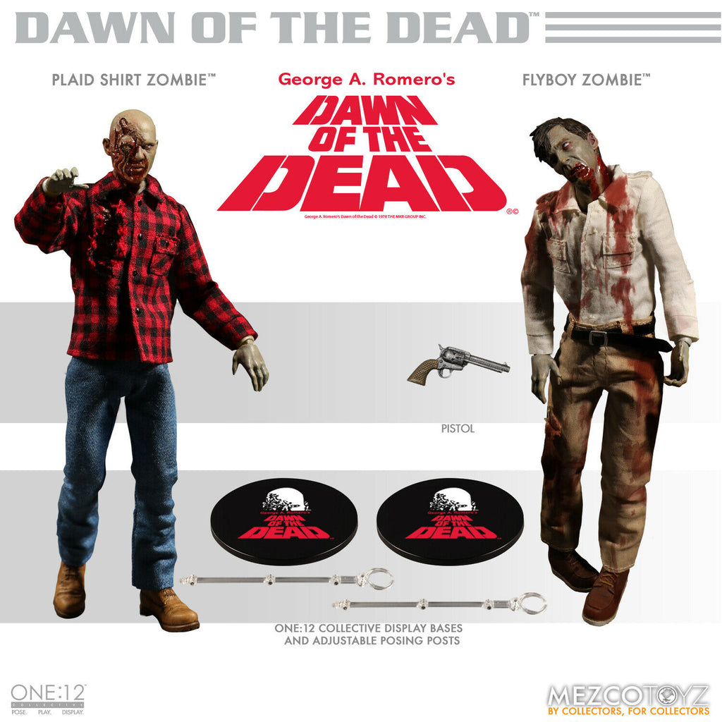 Mezco One:12 Dawn of the Dead Fly-Boy and Plaid Zombie Action Figure 2 Pack